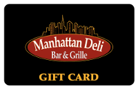 Manhattan Deli logo over black background